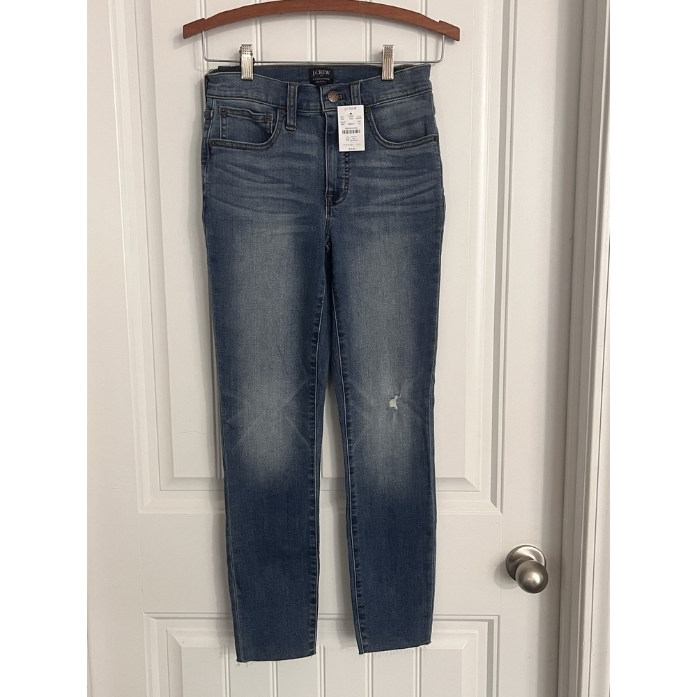 J. Crew 9" High Rise Skinny Toothpick Blue Jeans 24"X27" Denim Brand New 279